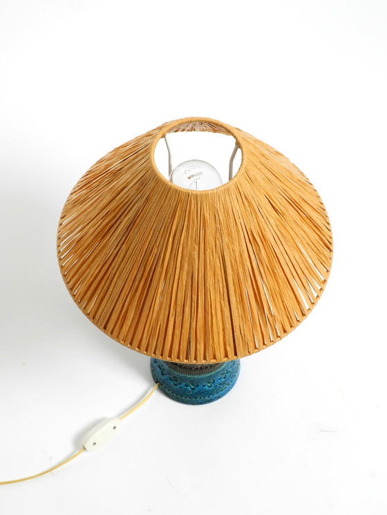 Image 1 of Beautiful 1960s Rimini Blue Ceramic Table Lamp by Aldo Londi for Bitossi, Italy
