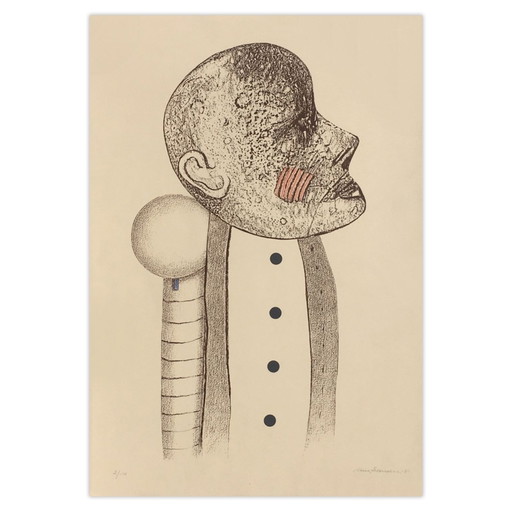 Uno George SVENSSON Signed Lithograph Portrait d'Homme III 1988 – lithos zeefdrukken, Paper (photo 2 of 5)