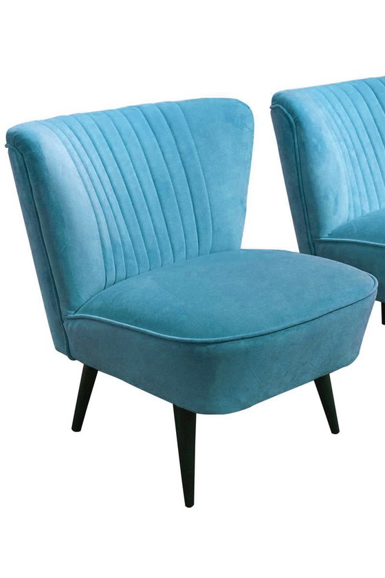 Set of Hungarian Blue Club Chairs, 1950s – Armchairs, Mid Century Modern (photo 3 of 4)