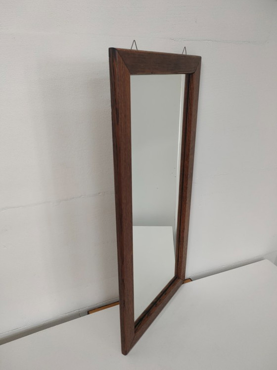Image 1 of Rechthoekige vintage jaren 50-60 houten wandspiegel ('disturbed')