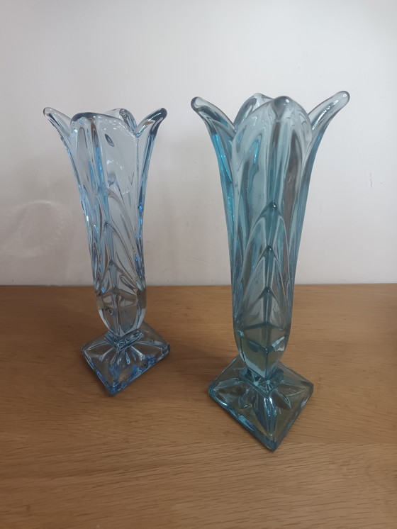 Image 1 of 2 Art Deco pressed glass vases
