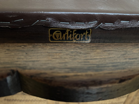 Five Classic Artifort Armchairs Model Number 680 – Leather, Wood (photo 3 of 15)