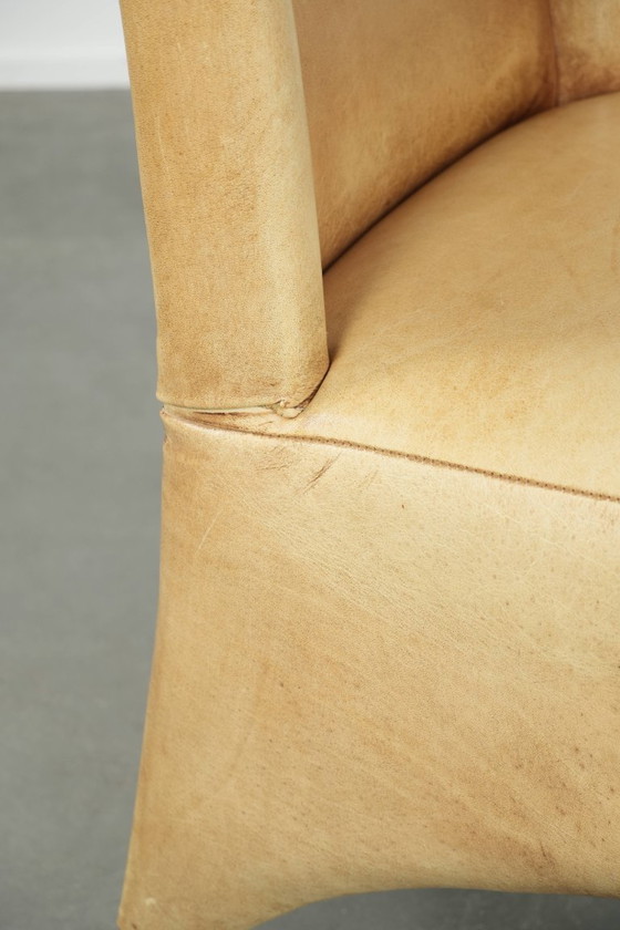 Image 1 of Luxe rundleren eetkamer/ bijzet/ bureaustoel in een mooie lichte kleur met een comfortabele zit en een hoge rug