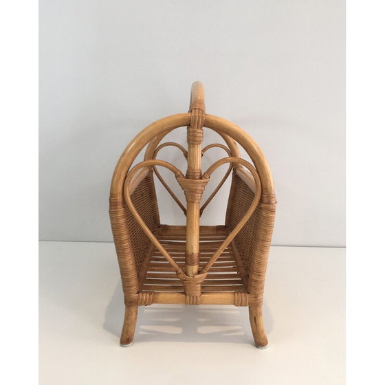 Image 1 of Vintage Rattan magazine rack 1970