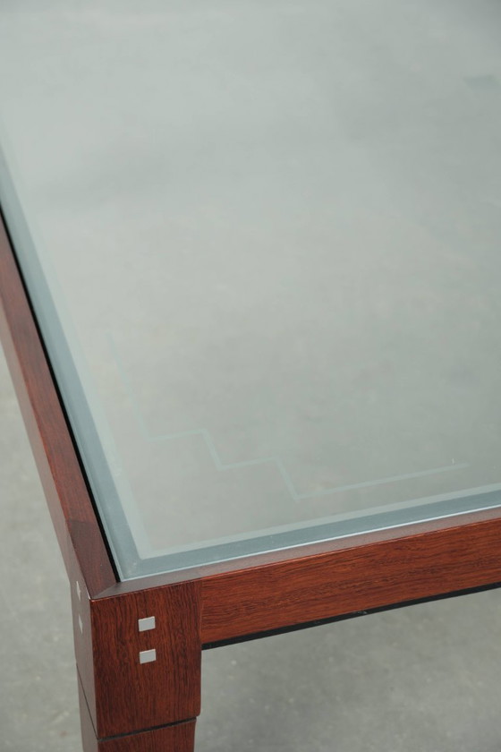 Image 1 of Vierkante Art Deco design salontafel van Schuitema uit de Decoforma serie met een glazen blad