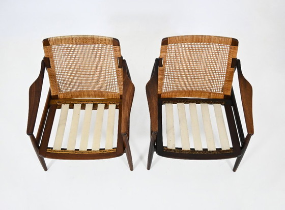 Sessel "Model 400" von Hartmut Lohmeyer für Wilkhahn, 1950er, 2er Set – Rattan, Textile (photo 8 of 12)