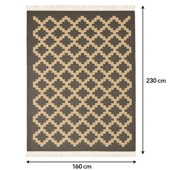 Image 1 of Senon Kilim Rug 160 × 230 cm – Handmade in Egypt – Grey Diamond, Flat-Weave