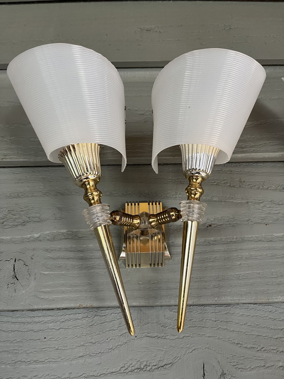 Image 1 of Set of Double Vintage Hollywood Regency Wall Lights
