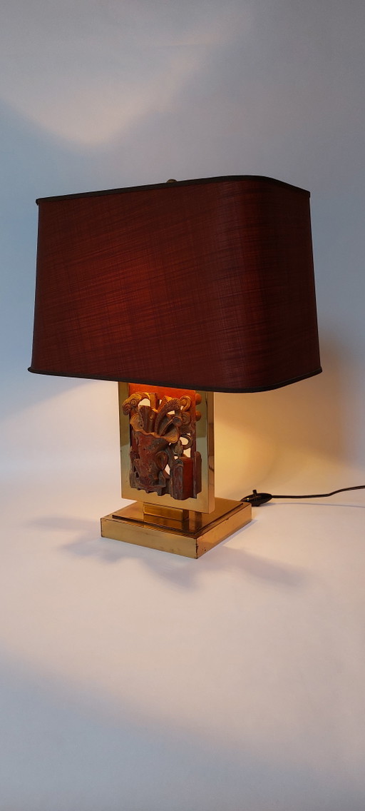 Tischlampe aus Messing im Stil der Mitte des 20. Jahrhunderts