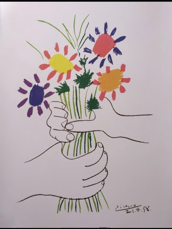 Image 1 of "Bouquet, 1958" - (60x80cm) Signed and dated in the plate.