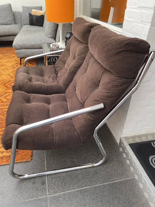 Space Age 2-Sitzer-Sofa mit Rohrrahmen