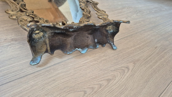 Image 1 of Antique French bronze vanity table mirror — Rococo style — cherubs & shell — late 19th / early 20th century