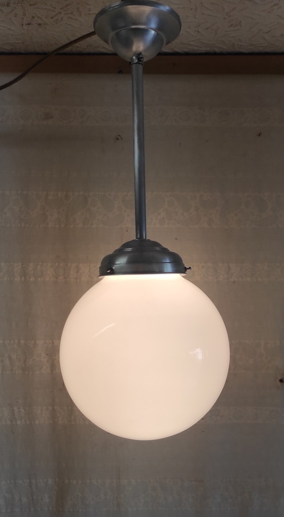 Image 1 of Bauhaus style globe opaline pendant light XL - mid. 20th century 