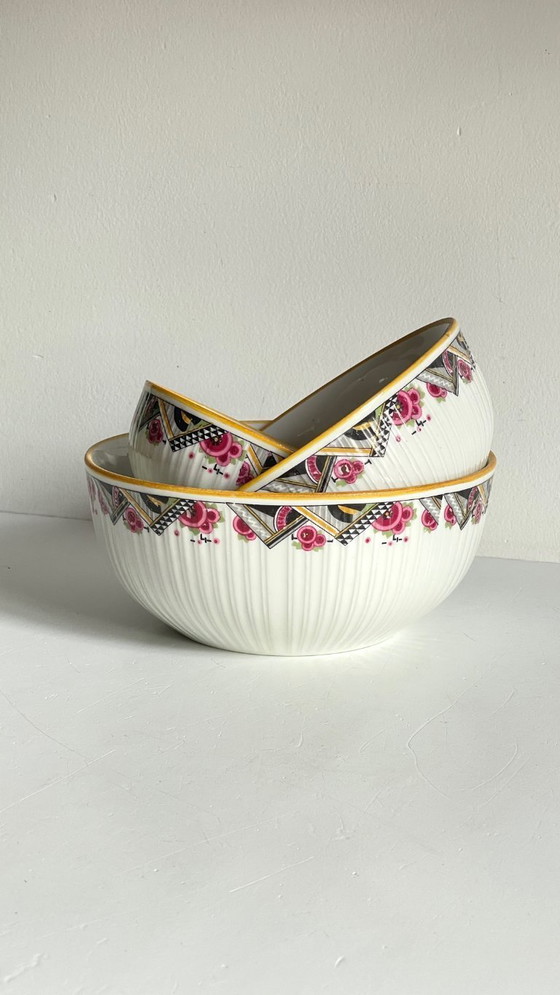 Image 1 of Insalatiere in porcellana MEHUN, decoro Art Déco