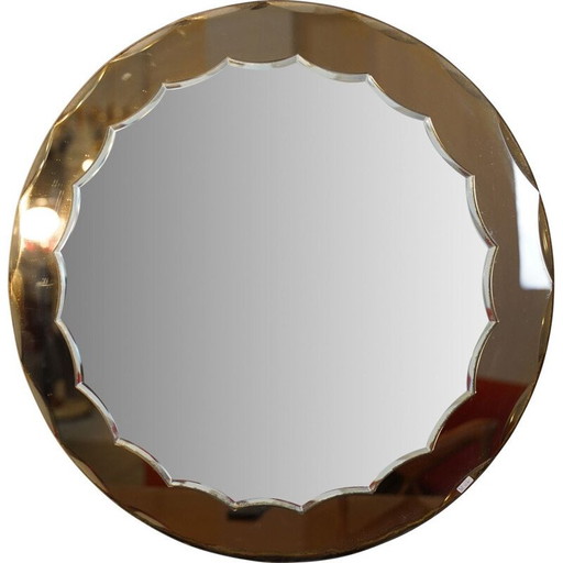 Miroir vintage en bronze par Cristal Art Italien 1960s