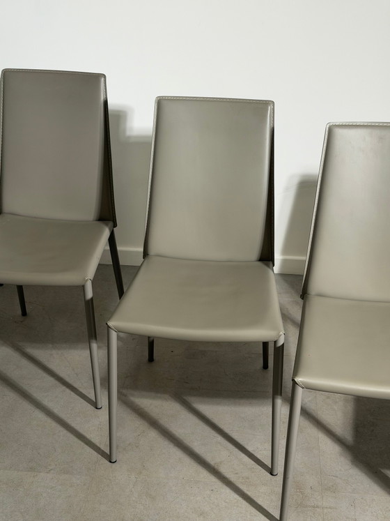 Image 1 of Calligaris Aida CS1484 eetkamerstoelen – set van 6 – echt leer – gemaakt in Italië