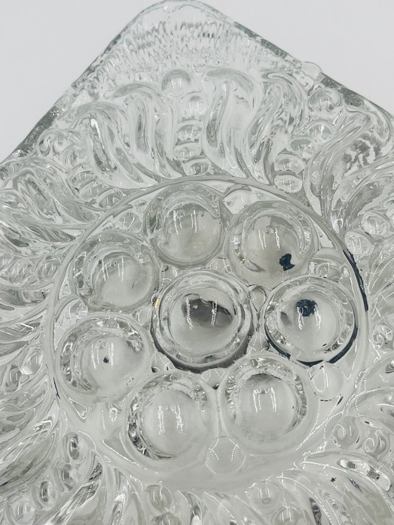 Image 1 of Vierkante plafondlamp in gegoten glas met reliëf