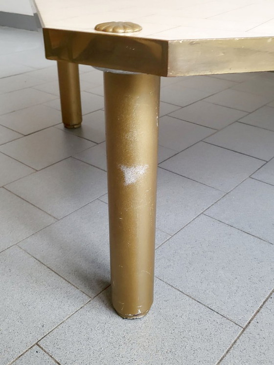 Image 1 of IMPORTANT VINTAGE ITALIAN COFFEE TABLE FROM THE 1960s IN FORMICA, BRASS & GILT STEEL