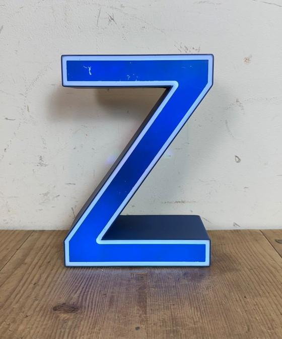 Image 1 of Vintage Blue Plastic Illuminated Letter Z, 1970s