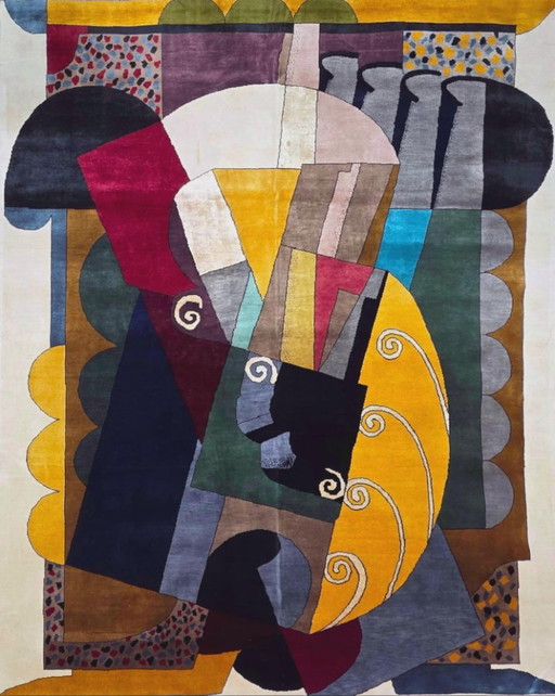 Auguste Herbin Kubistisch Tapijt – Handgeknoopt Wol-Zijdemix (260 x 200 cm) – vloerkleden en tapijten, Cotton