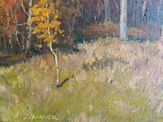 Image 1 of Original Vintage Oil Painting Nature Landscape By the River