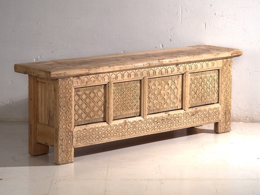 Antikes geschnitztes niedriges Sideboard aus Tannenholz – China, ca. 1900