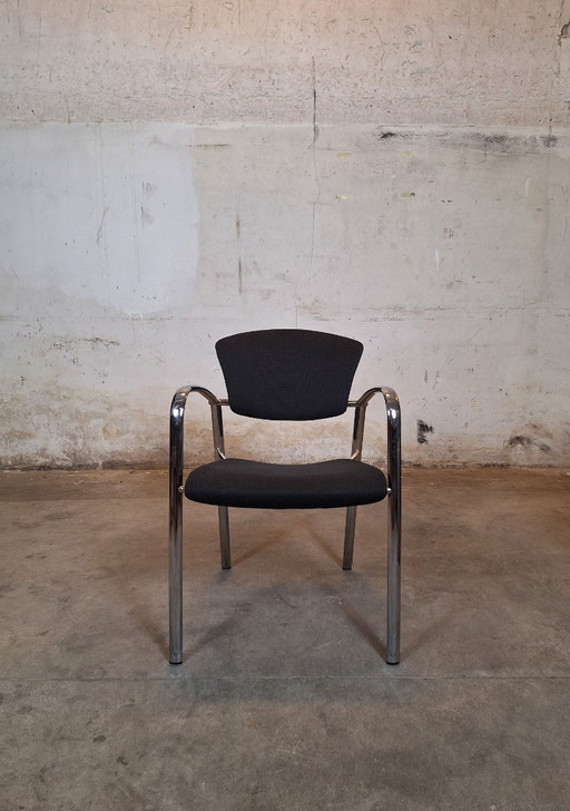 Brayton International Collection Steelcase Black and aluminum designer chair