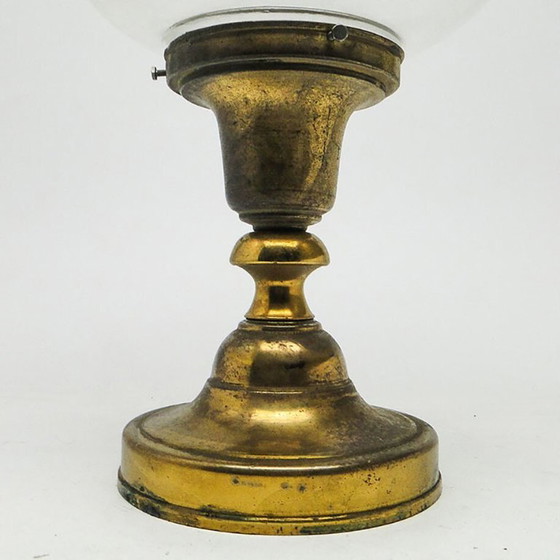 Vintage hanglamp van messing, jaren 1930 – Hanglampen, Glass, Brass (photo 7 of 11)