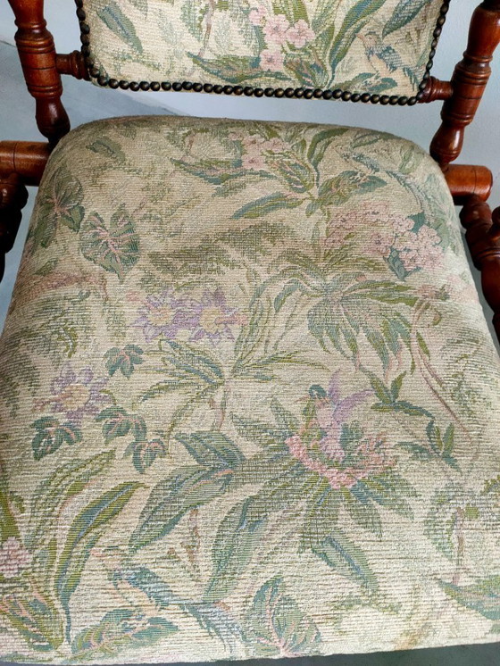 Image 1 of Sedia a dondolo antica vintage con meccanismo a bobina