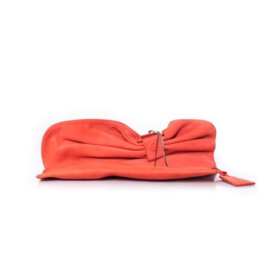 Image 1 of Maison Du Posh, pochette rosa corallo con teschi
