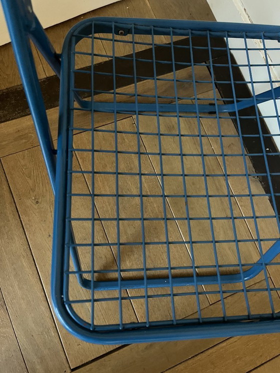 Image 1 of 3x Vintage folding chair by Niels Gammelgaard, two shades of blue and yellow