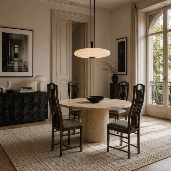 Sedie da pranzo Giorgetti design italiano Umberto Asnago – Leather, Wood (photo 2 of 13)