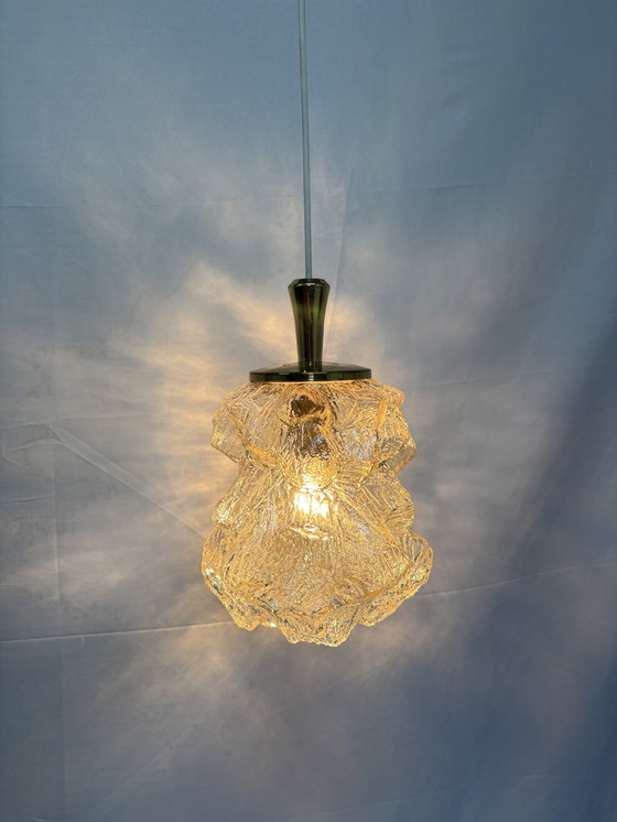 Image 1 of Vintage Peill & Putzler "Alaska" pendant lamp ice glass 1970