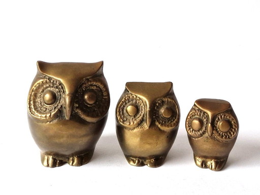 Caravell Design - 3 copper owls - 70s