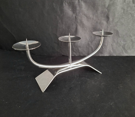 Image 1 of WMF Kurt Radtke verzilverde 3 armige kandelaar uit de beroemde Ikora Collectie 60er jaren. 