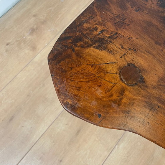 Image 1 of Rustic bench in solid elm, wabi sabi style, Mid-20th century.