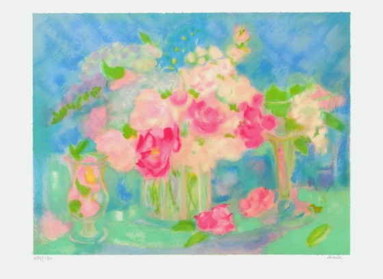 Image 1 of Michèle GOUR Bouquet de roses II Signierte Lithographie 1990