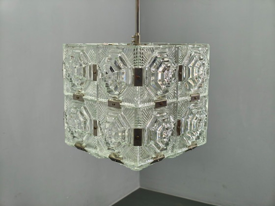 Image 1 of Lampada a sospensione brutalista in vetro di Kamenický Šenov, Cecoslovacchia anni '70