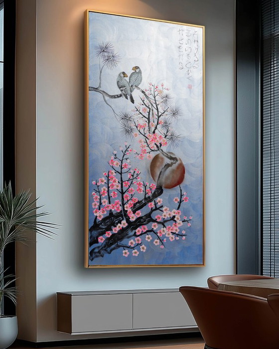 Love Birds J508 - Original Large Painting – Paintings & Drawings, Canvas (photo 2 of 12)