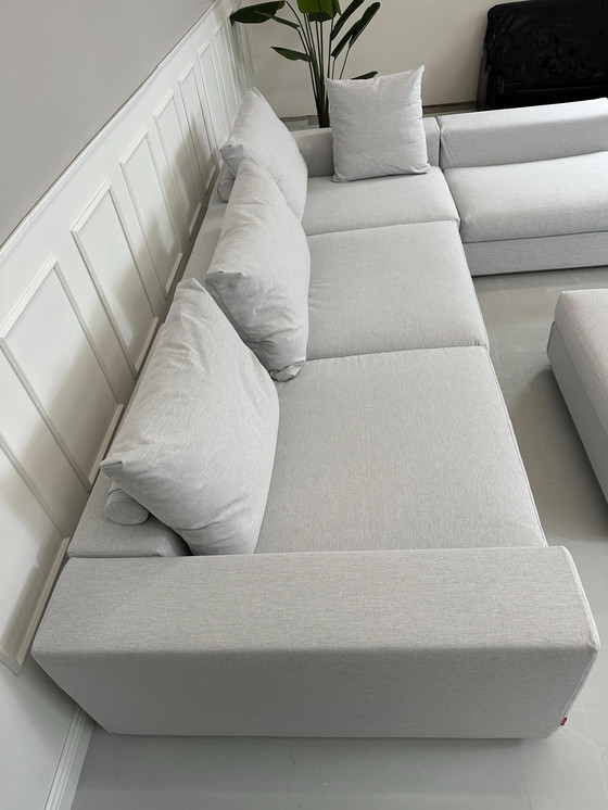 Image 1 of Flexform Groundpiece designer sofa fabric gray couch corner sofa