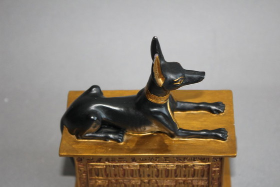 Image 1 of Anubis lying on a golden shrine, original Veronese 2000, Egyptian god