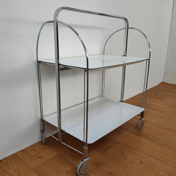 Image 1 of Vintage Barcart Drankkar Trolley Butlerwagen Serveerwagen. Opklapbaar