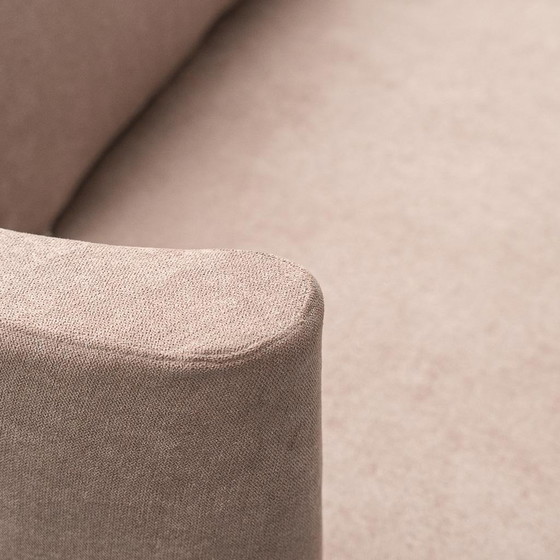 Divano curvo vintage in tessuto marrone – design italiano anni '70 modernariato – Sofà, Wood (photo 2 of 12)