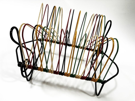 Image 1 of Rangements Vinyles Vintage • Support 45T • Métal Laqué • Scoubidou • 1950-1960