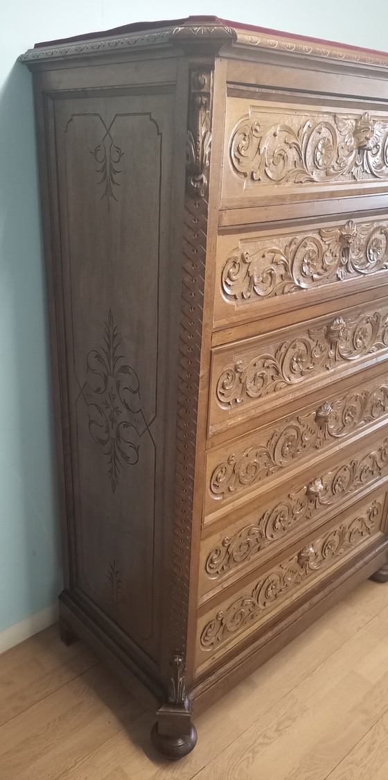 Image 1 of Antique 19Th Century Italian Walnut Chest Of Drawers