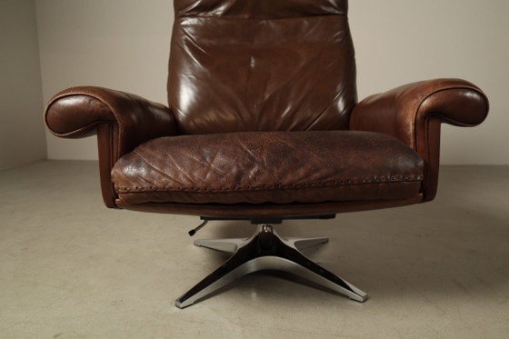 Image 1 of Sillón reclinable giratorio de cuero DS-31 de De Sede, Suiza, década de 1970.