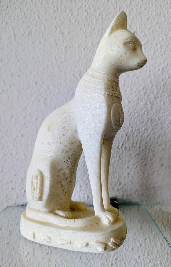 Image 1 of Egyptian Goddess Statue Basted in White Marble or Stone