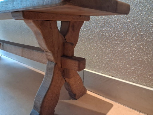 Grand banc brutaliste français en chêne massif, années 1960. - Marron - Bois - Bancs - Occasion - 170 x 35 x 45 cm (L x l x H)