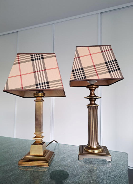 Image 1 of Lampada da tavolo a colonna in ottone