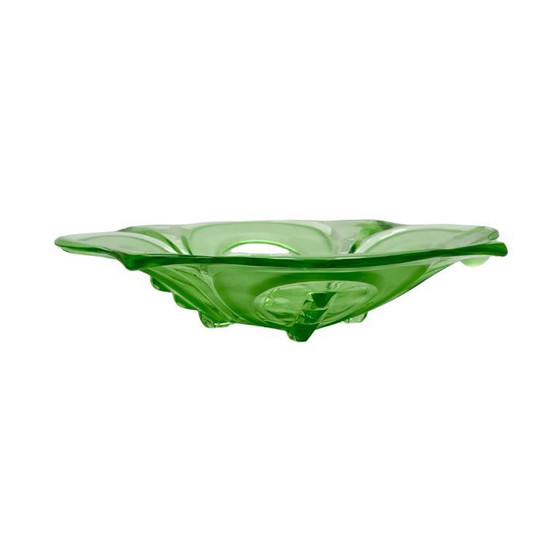 Image 1 of Jardinera/fuente para servir de cristal verde estilo Art Déco, Walther Glas, Irene, Alemania, 1960.